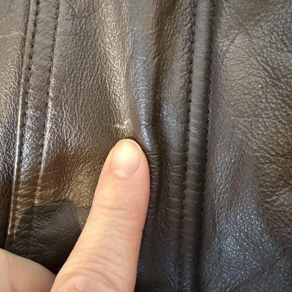 Vtg EDDIE BAUER Vest Men’s L Brown Leather Goose Down Bomber Jacket Vest - Picture 9 of 9